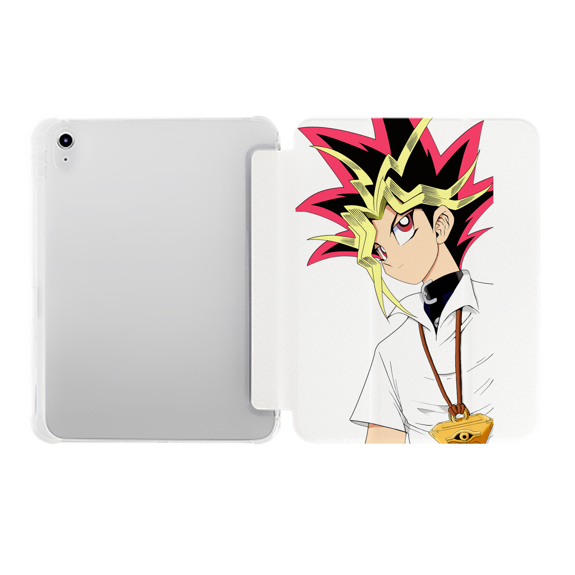 （画像用） 遊☆戯☆王 Yu-Gi-Oh! IPad ケース ペン収納付き 三つ折りスタンド PUレザー×シリコン 対応機種9.5/10.5/10.9インチ